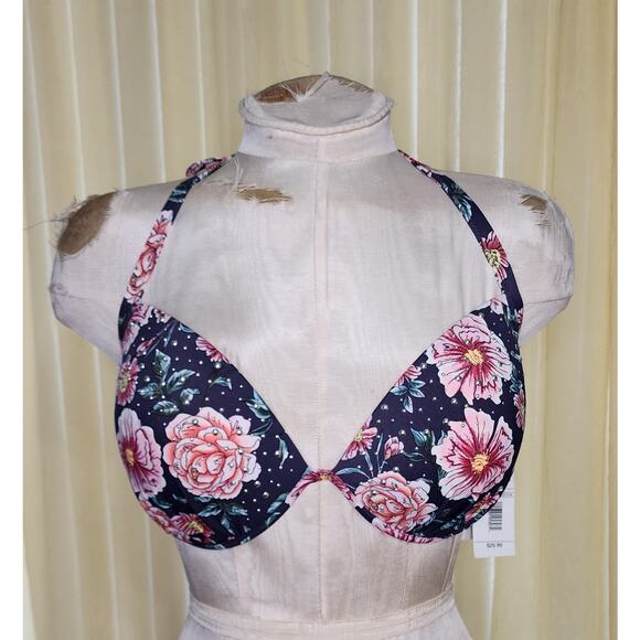 Shade & Shore Light Lift Purple Floral Studded Underwire Bikini Top, 36DD NWT - Picture 1 of 5